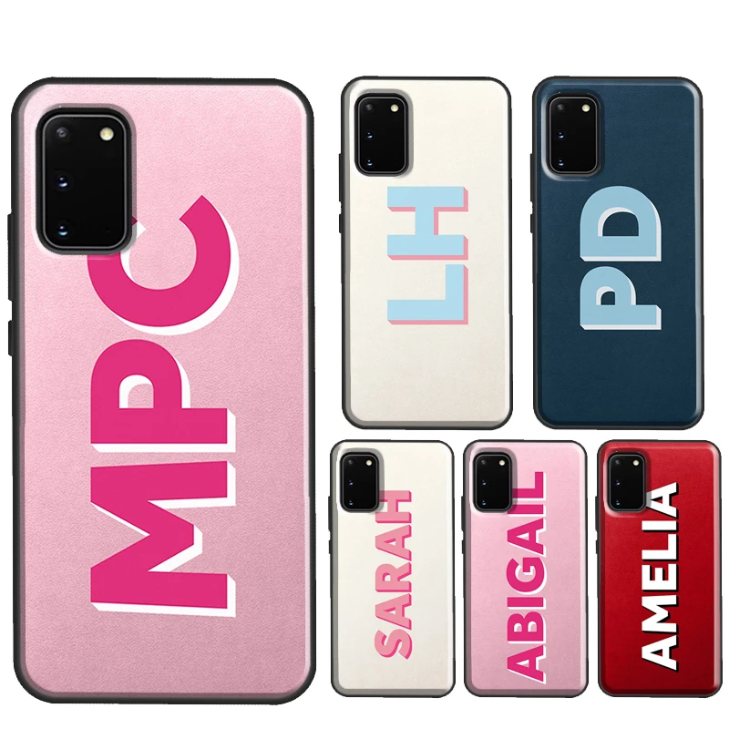 Pastel Custom Initials Shadow Dropshadow Case For Samsung S20 FE S8 S9 S10 Plus Note 10 Plus Note 20 Ultra S21 S22 Ultra Cover