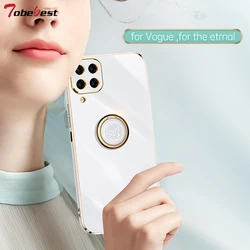 Finger Ring Plating Phone holder Case for Samsung Galaxy M32 4G Coque Straight edge Stand Silicone Soft Back Cover