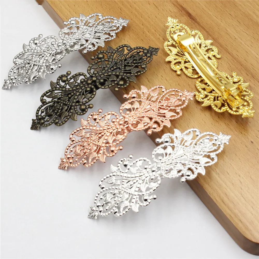 Copper Fashion Hair Snap Clips Accessories Symmetrical flower Women Hairgrips Barrettes Head Hairpins Headdress Length 94mm 1PC