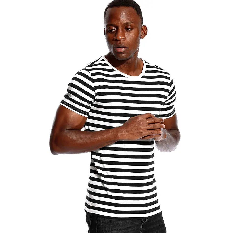 Striped Shirt for Men Stripe T Shirt Male Top Tees Navy Russian Shirt Red White Black Blue Boy Even Basic Wide Stripped Casual