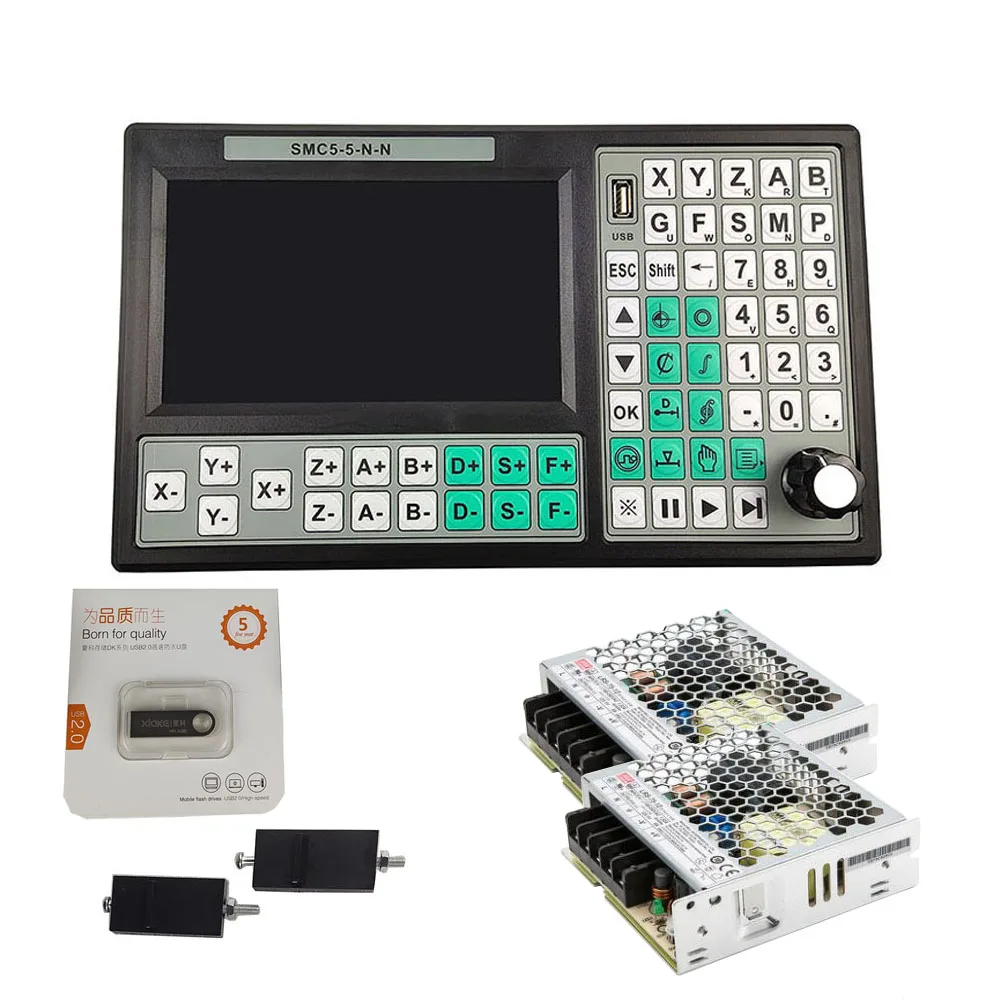 USB controller SMC5-5-N-N CNC 5-axis off-line Mach3 500KHz G-Code 7-inch large screen 75W12V DC switching power supply