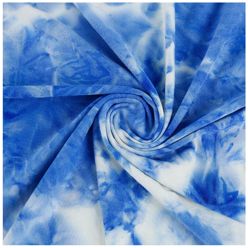 Fashion Polyester Spandex Fabric Jersey  Tie Dye Four Way Stretch Milk Silk Fabric For Sewing Autumn And Winter Bottoming TJ1341