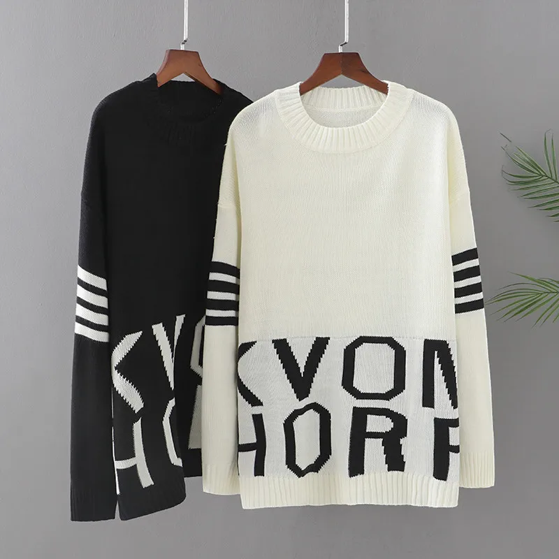 

Plus Size Sweater For Women 3XL-5XL Autumn And Winter Wear Long Sleeve Round Neck Letter Pattern Sweater Large Size Tops Fatlady