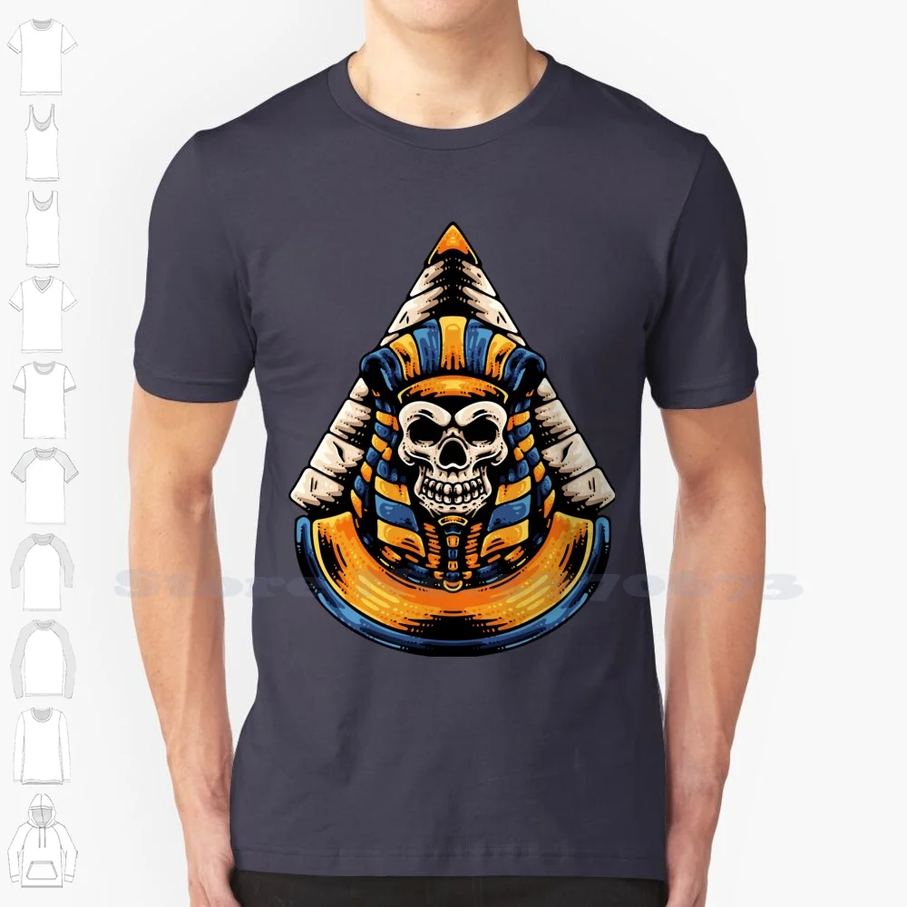 Egyptian Skull 100% Cotton T-Shirt Black Occult Dark Anubis Gothic Magic Mummy Pharaoh Sphinx Death Egyptian Skull Gold Cool