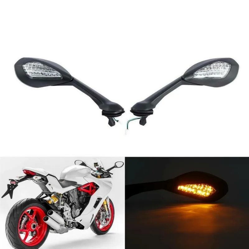 

Motorcycle Rearview Side Mirrors LED Turn Signal Light Fit For DUCATI SuperSport S 936 17-20 SuperSport 939 2018