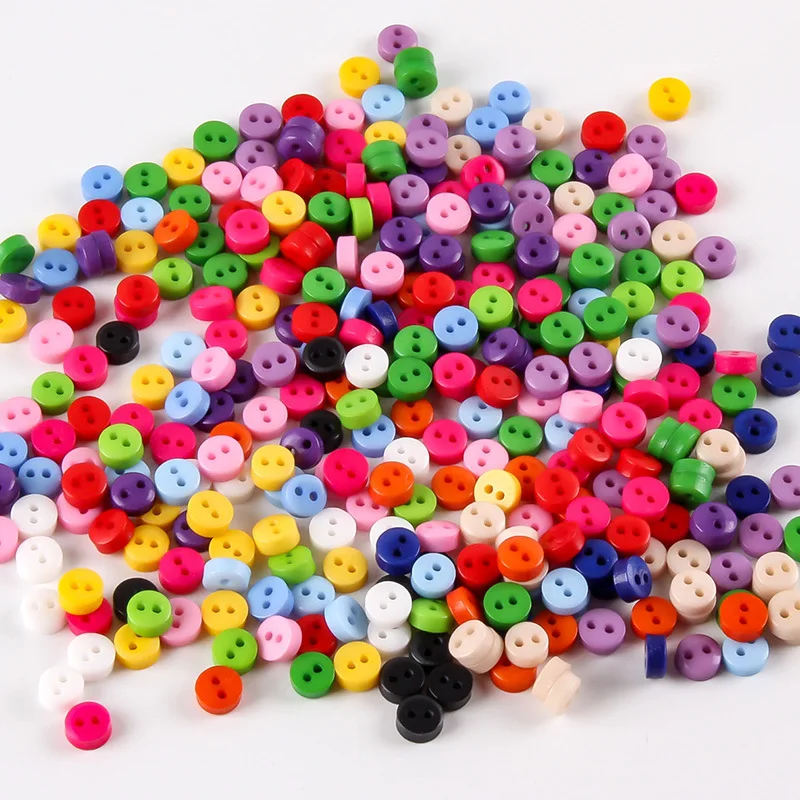 6mm 100pcs Mixed 2 Hole Resin Cute Supper Mini Buttons Colorful Sewing Round Decor Card Making DIY Lovely Home Decor Tools