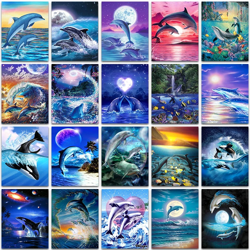 

Diamond Painting Kit Paint dolphin love Cartoon Animals landscape seascape Full Square&Round embroidery mosaic Cross stitch Sale