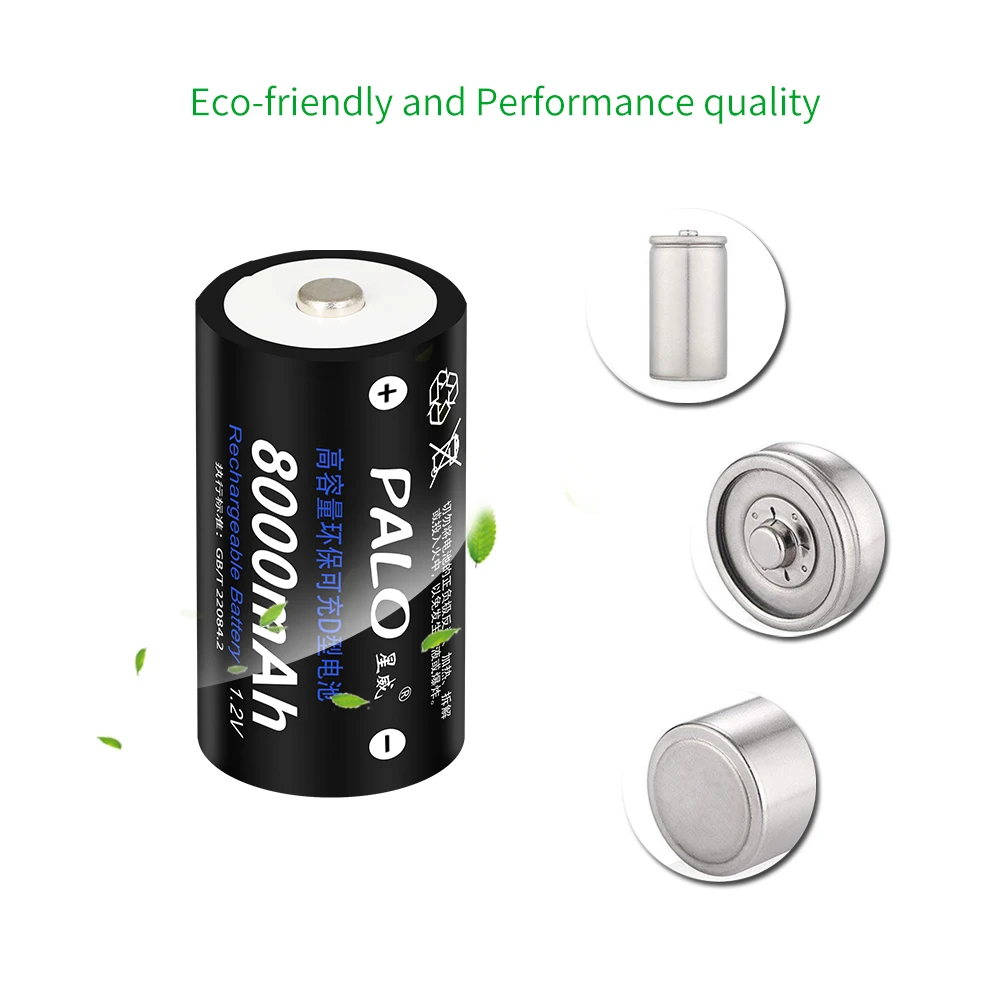 Аккумуляторная батарея PALO 1,2 в Ni-MH D, 8000 мАч, Nimh D Type для игрушечных инструментов, камеры, микрофона, газовой плиты