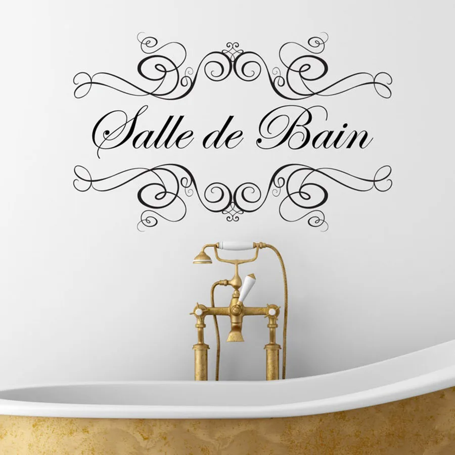 Salle De Bain Wall Sticker French Quotes Bathroom Vinyl Wall Decals Shower Room Home Decor Removable Waterproof Wall Art Murals