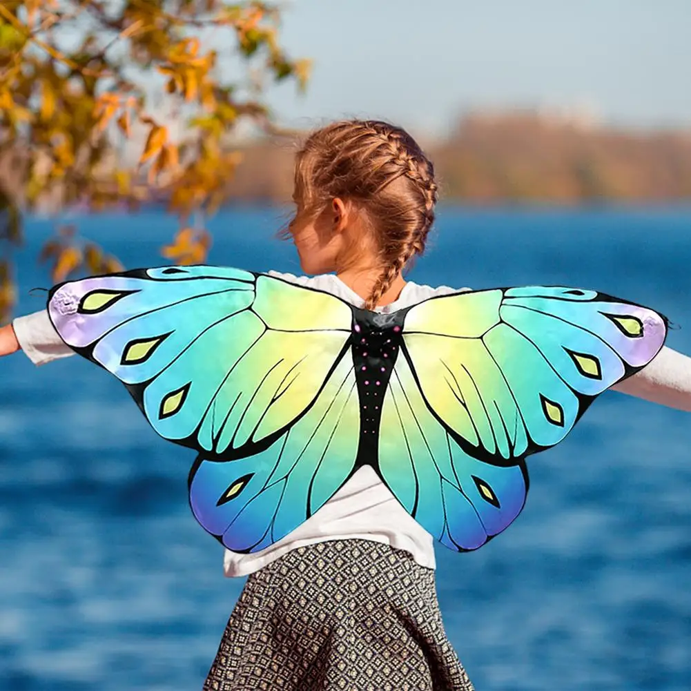 Детская девочка Феи; Бабочки; Крылья сверкающие Крылья Ангела Феи; Бабочки; Крылья для платья вечеринки Хэллоуина Косплей Костюм