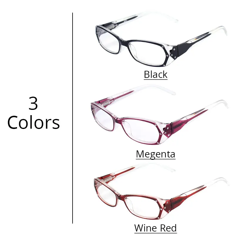 Rhinestone Reading Glasses Women Gafas de Lectura Eyeglass Fashion Spectacles Frames +50 +75 100 125 150 175 200 250 300 350 400