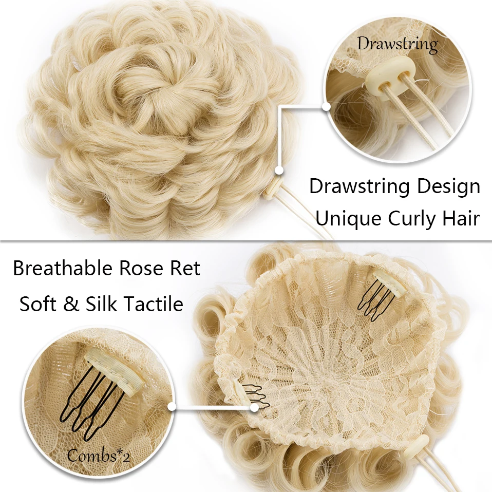 HAIRRO 55g syntetyczne kręcone włosy Big Bun sznurek klip w pączek Chignon do przedłużania włosów kobiety fałszywe Updo okładka Hairpiece