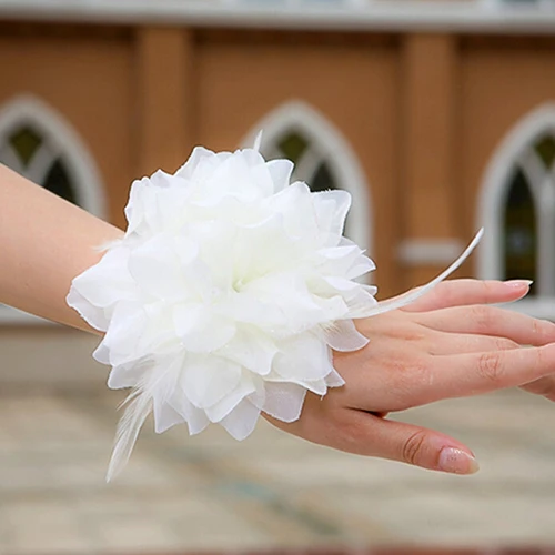 Bridal Pesta Pernikahan Bunga Ikat Kepala Elastis Pin Rambut Band Pergelangan Tangan Korsase Dekorasi Gelang Pin Rambut Pergelangan Tangan Korsase Bros Dance Sho