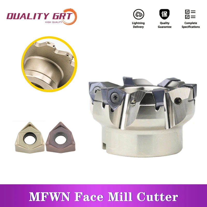 

Q.Grt 90 Degree facing cutter MFWN90050R 90063R-5T Double-sided hexagonal plane heavy cutting milling cutter WNMU080608 Insert