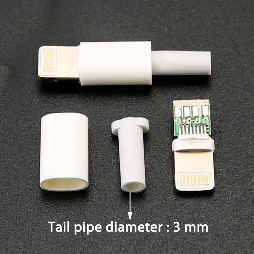 10sets USB Power charging plug For iphone male plug with chip board connector welding Data OTG line interface DIY cable adapter