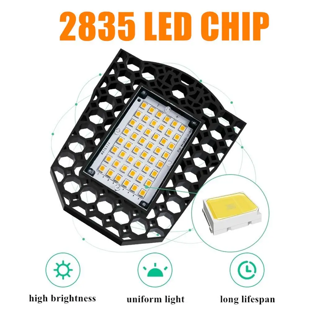 E27 LED Garage Light 80W 60W 40W Industrial Lamp Super Bright Deformable Indoor LED High Bay Workshop Warehouse Lights