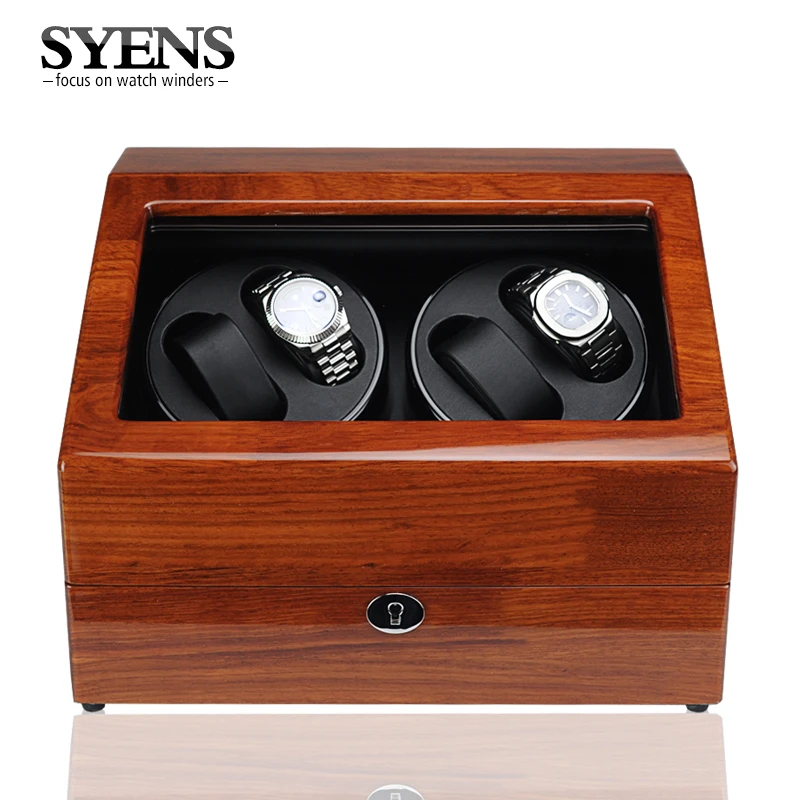 Luxury Watch winder Solid rosewood with high gloss finish PU leather 4+6 Automatic watches box