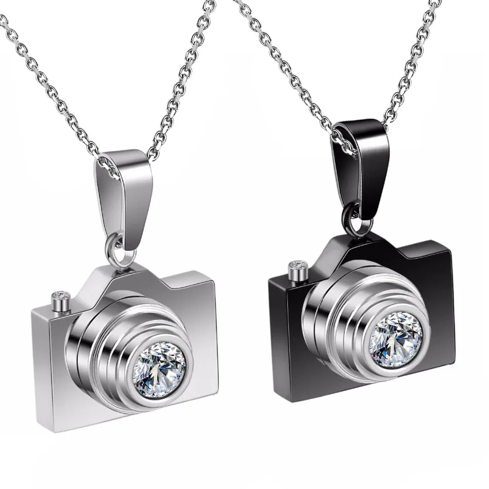 Stainless Steel Camera Pendants Black Gun  Tone Fashion Necklaces Jewelry for Men Women Dropship Wholesale