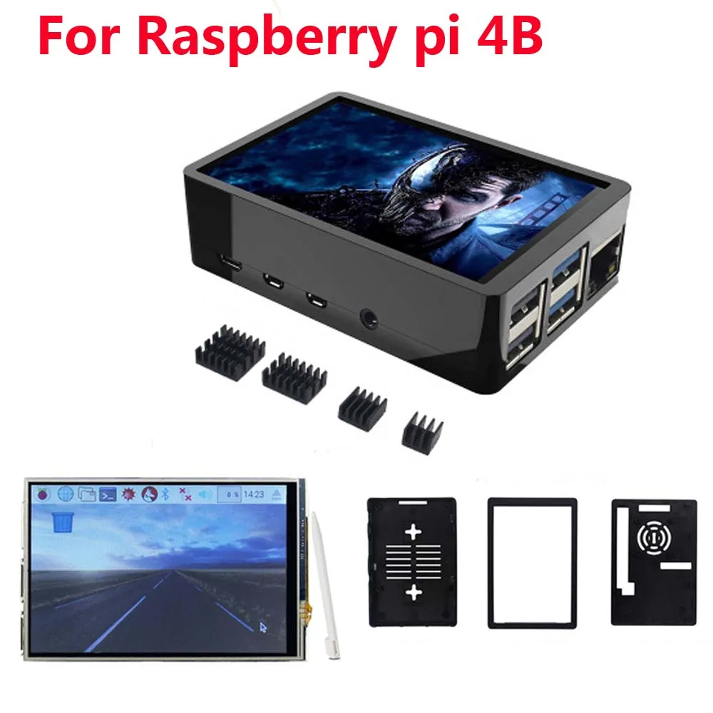 3.5 inch Raspberry Pi 4 Model B Touch Screen 480*320 LCD Display + Touch Pen + Dual Use ABS Case Box Shell for Raspberry Pi 4