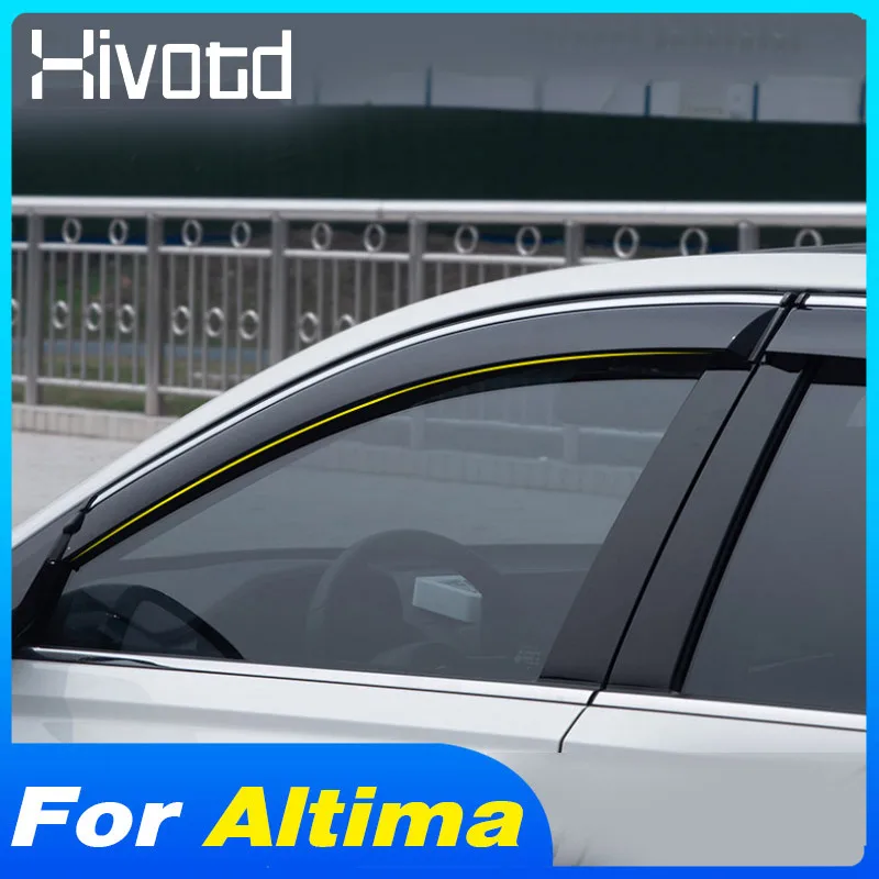 Hivotd High Quality Car Window Visor Shade Sun Trim Stick Exterior Protection Accessories Styling For Nissan Altima 2019-2021