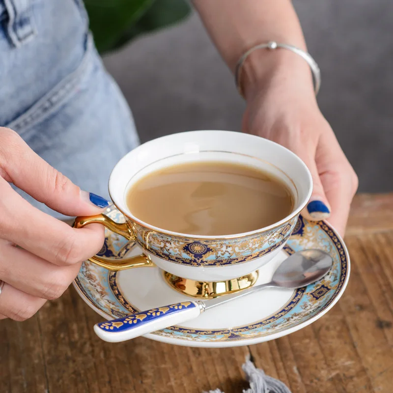 Coffee Cup Saucers British Wind Style High-Grade Bone China Coffee Cup And Saucer Retro European Afternoon Tea Cup Black Tea