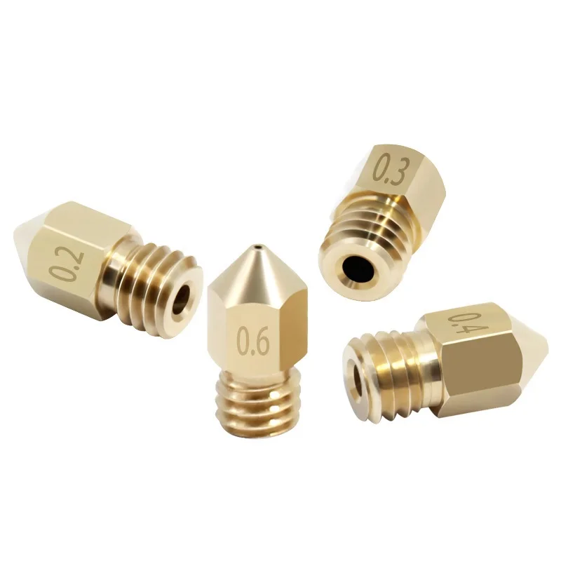 RAMPS 5/10/20/50PCS MK8 Brass Nozzles 0.2 to 1.0mm Print Head Extrusion For 1.75mm CR10 CR10S Ender3 3D Printer Parts