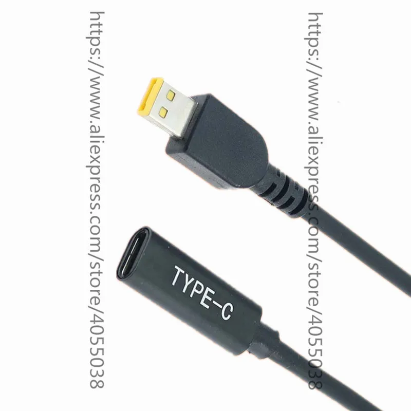 Type-C Female to Square DC Male PD Power Charger Connector Cable All-copper Conductor Induction Chip for Lenovo Thinkpad
