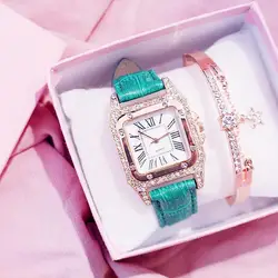 Luxo Mulheres Relógios Pulseira Set Starry Sky Ladies Bracelet Watch Casual Couro Quartz Watch Relógio de pulso Relogio feminino