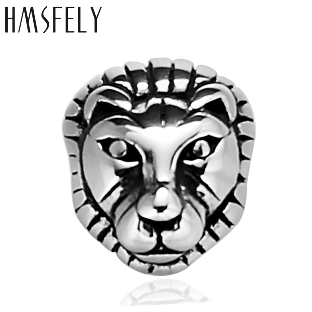 HMSFELY 316L Stainless Steel Male Lion Head Beads Accessories For DIY Beaded Bracelet Making Findings 2mm Hole Size Jewelry Bead