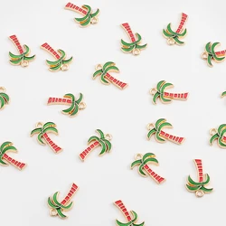 10Pcs Drop Oil Palm Tree Enamel Charms Coconut Pendants  For DIY Jewelry Making Handmade Plant Earrings Necklaces Findings
