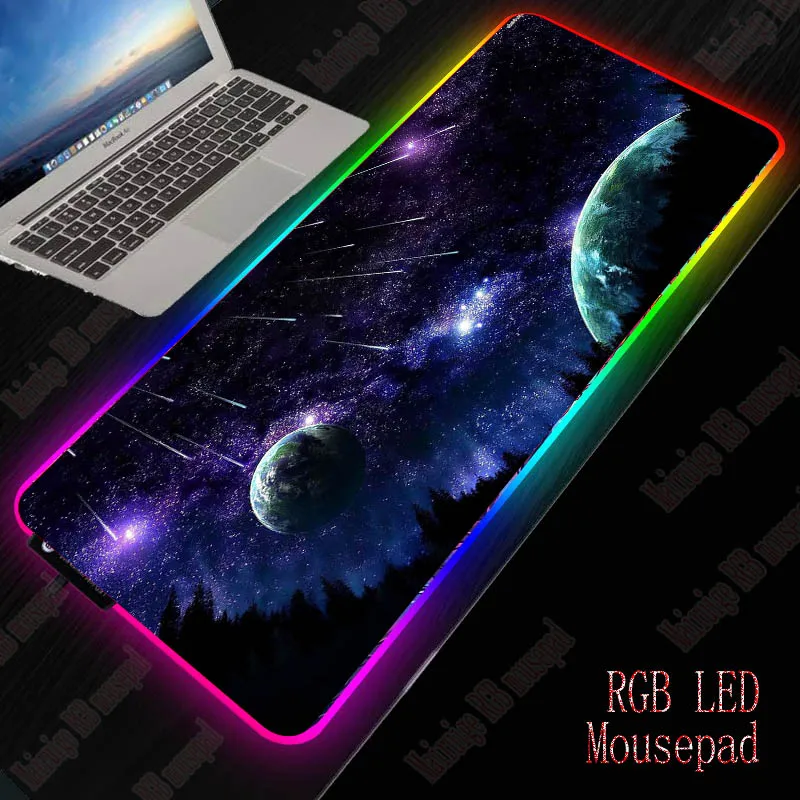 XGZ Space Moon Gaming Mouse Pad RGB Large Mouse Pad Gamer Big Mouse Mat Computer Mousepad Led Backlight XXL Keyboard Desk Mat