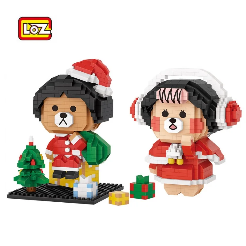 

LOZ Mini Blocks Lovely Christmas Cartoon Bear Cute Girl Small Bricks Brinquedos Kids Gift Girl New Year Present 9276