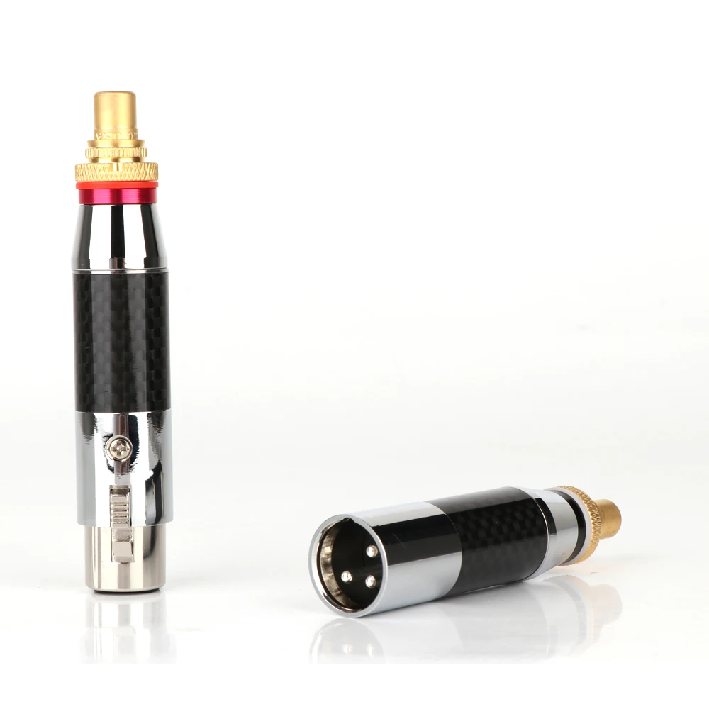 2/4Pcs Copper Carbon Fiber Rhodium/Gold Plating Audio Adaptor RCA Female to XLR 3Pin Male/Female Audio Adapter Connector
