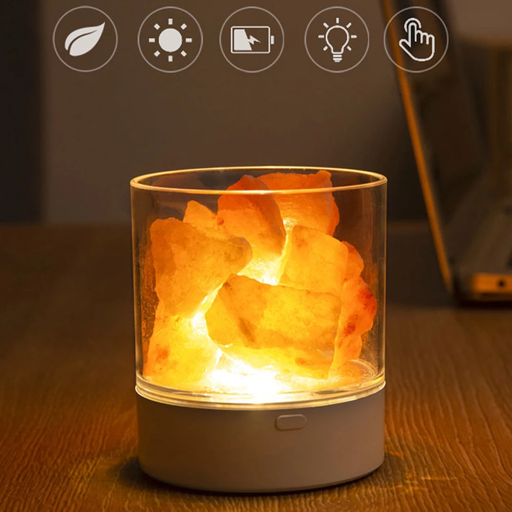 

USB Zoutlamp Night Light Dream Himalayan Salt Rock Atmosphere Led Light Bedroom Bedside Table Nachtlampje Neon Sign Gift