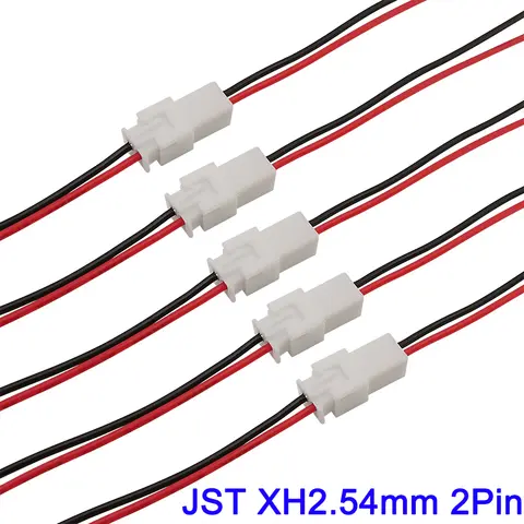 2/5/10Pair JST XH2.54 플러그 잭 전기 와이어 2 핀 커넥터 JST XH2.54 피치 2.54mm 2P Male Female 플러그 소켓 케이블 어댑터