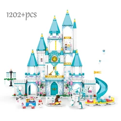 NEW 2021 Disney Frozen Princess Elsa Anna Ice Castle Building Model Block Set children toy Birthday Christmas gift