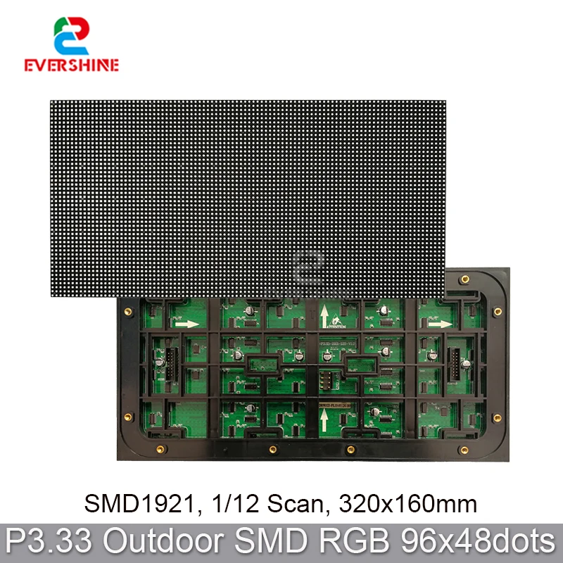 

Led Light Pole Screen SMD1921 P3.33 96x48 Dots Outdoor RGB Full Color 320x160mm LED Panel Module Advertising Display