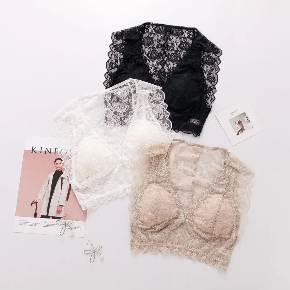 

Birdsky, 2PC Women silk vest bra brassiere tube top breast top padded sexy lace wrapping suspender wire rimless. OR-71