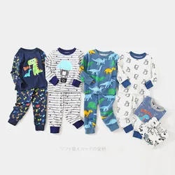 Autumn Spring 2 3 4 6 8 10 Years Kids Long Sleeve Cotton Cartoon Sleepwear T-shirt+Pants For Baby Boys Pajamas 2Pcs Sets