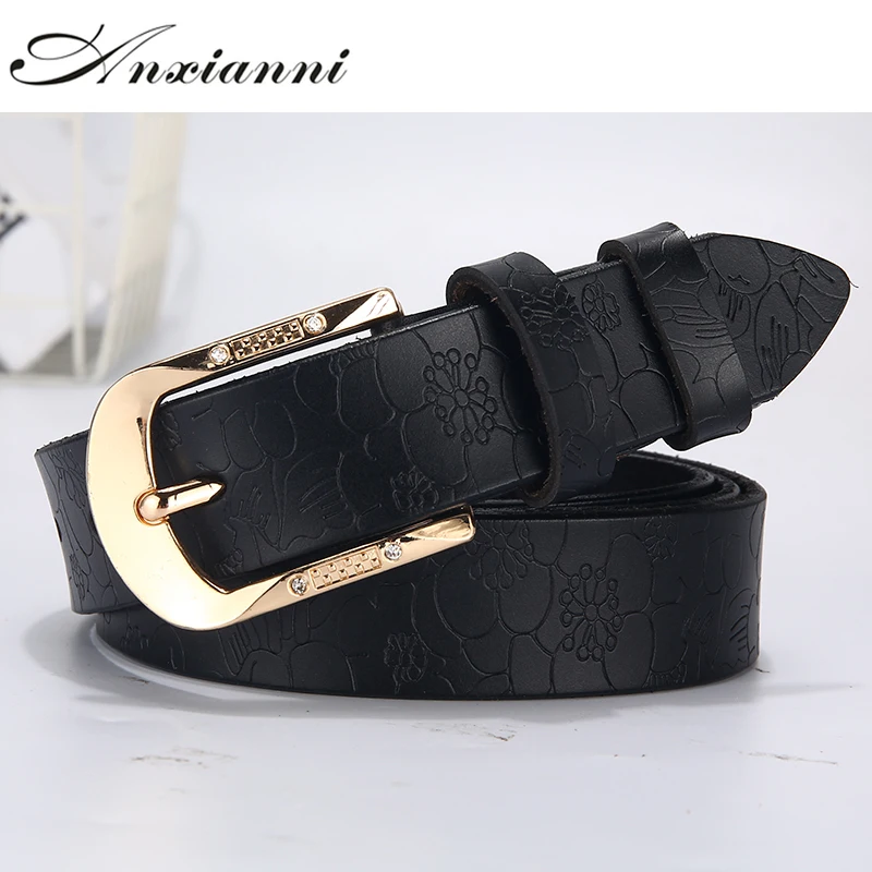 

Leather belt women waist luxury black orange red white brown Embossing belts for jeans dresses pin buckle ladies