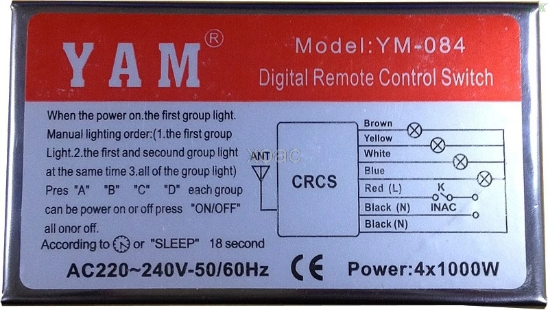 4 Ways Remote Control ON/OFF AC 220V Digital Switch Controller For Light Lamp  M07 dropship