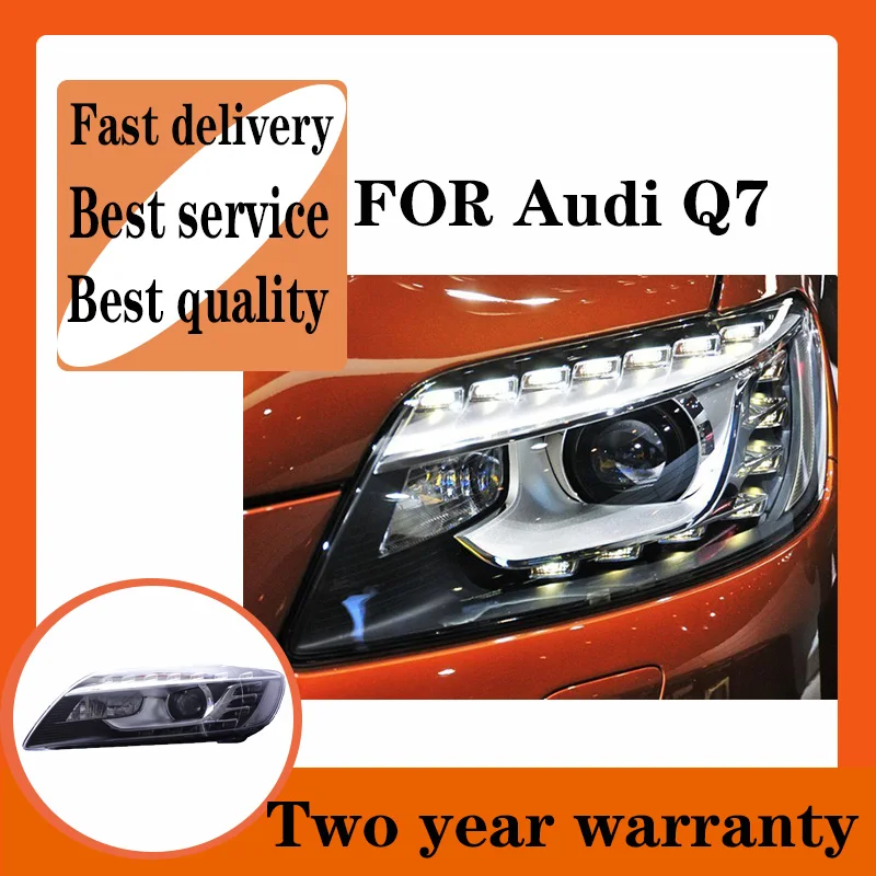 

For Audi Q7 Headlight 2006-2015 LED Headlights DRL Turn Signal High Beam Angel Eye Projector Lens