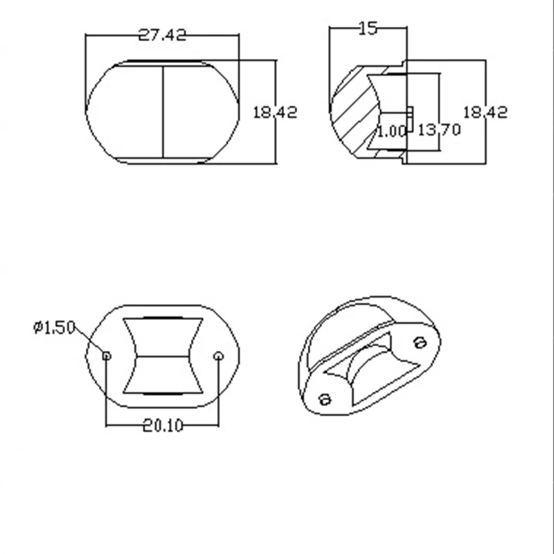U shape 20*180 degree 27mm window light lens line shine lens LED car spotlight lens