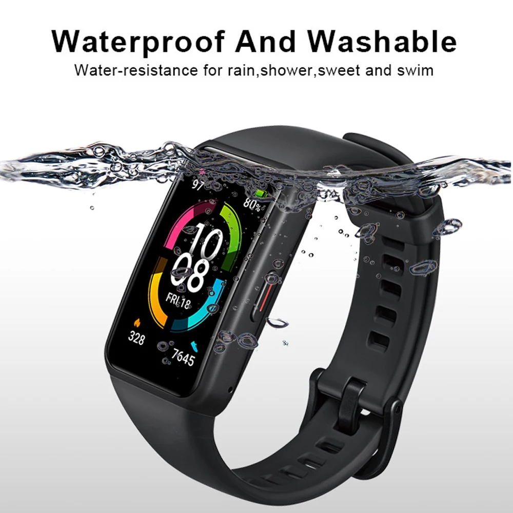 استبدال حزام لهواوي باند 6/6 برو حزام سيليكون حزام ساعة اليد ل الشرف الفرقة 6 حزام مع حامي الشاشة الكاملة تي بي يو