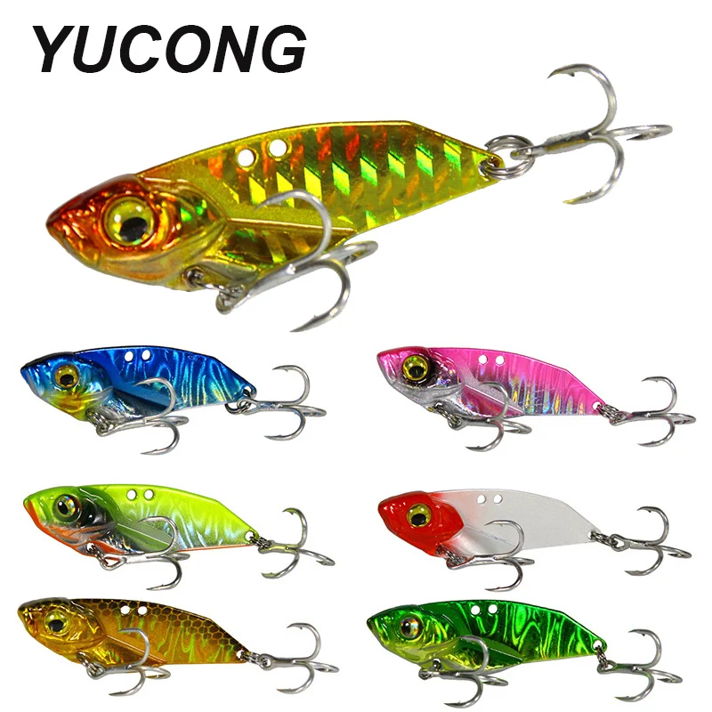 YUCONG 1PCS Metal Jig Fishing Lure 7-10-15g Trolling Hard Bait VIB Spoon Jigging leurre Vibration Spinner Sinking cebo duro Isca