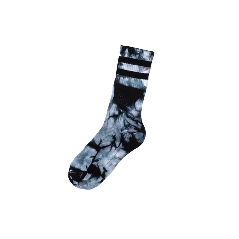 Unisex Tie-Dye Socks Street Trend High-Top Tide Sock Men Women Solid Color Cotton Striped Basketball Socks Skateboard Socks