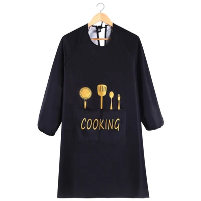 Women's overalls jackets plus cashmere adult autumn and winter waterproof and oil-proof household kitchen  long-sleeved aprons