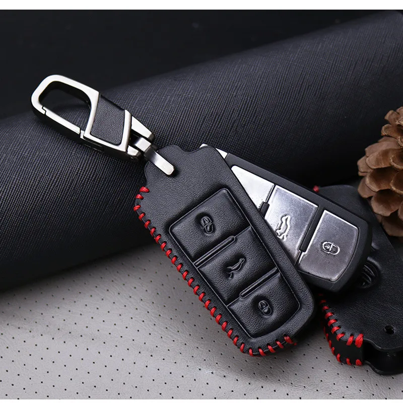 Leather Keychain Car Styling Key Case Cover For Volkswagen VW CC Passat B6 B7 Maogotan R36 B7L Car Accessories Key Case Cover