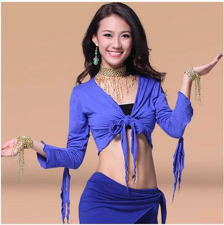 ใหม่มาถึงผ้าฝ้าย Belly Dance Top Momen แขนยาว Belly Dance Tops เซ็กซี่ Top 9สี