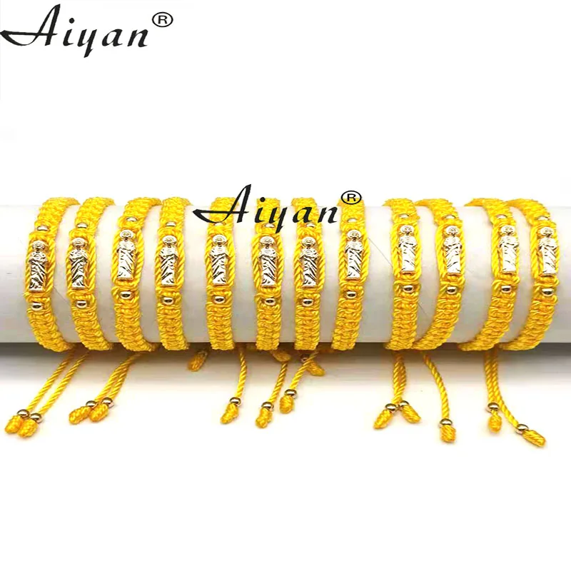 12 Pieces Virgin Mary And The Father Nylon Thread Braided Bracelet Can Be Given As A Gift And  Can Pray  Many  Colors To  Choose